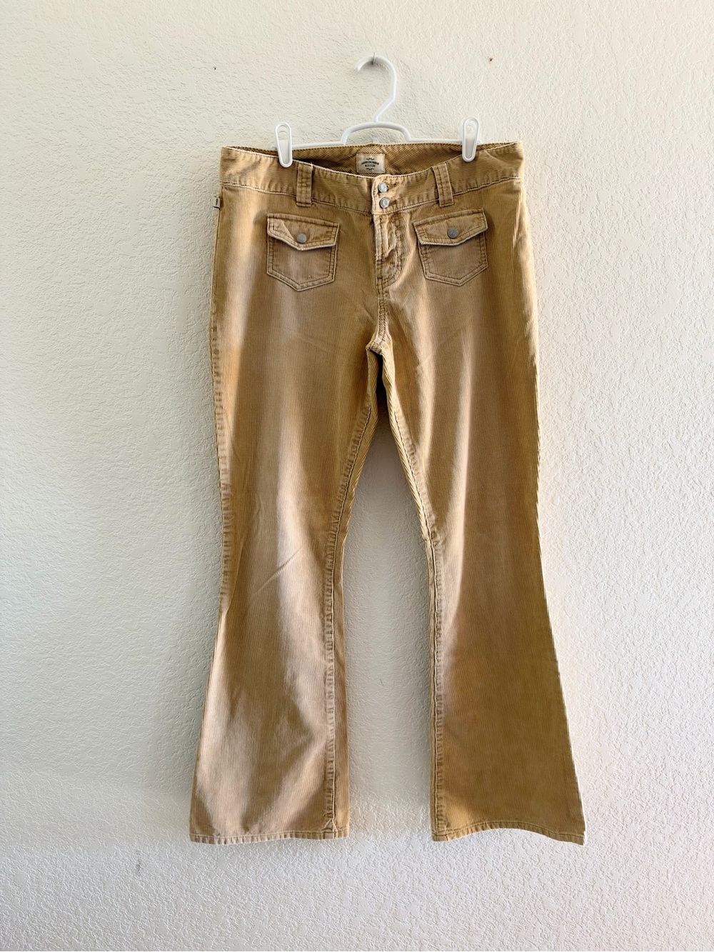 Abercrombie & Fitch Y2K Corduroy Tan Flare Pants Jeans Sz 10 2000s Vintage